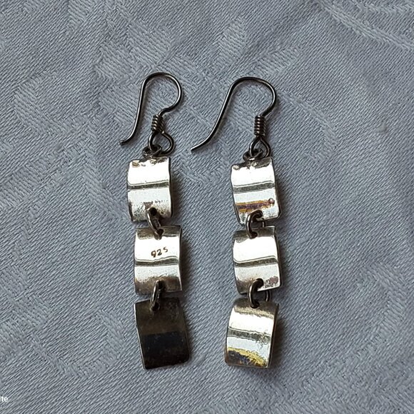 Sterling 925 silver earrings dangling kinetic modern - Picture 2 of 4
